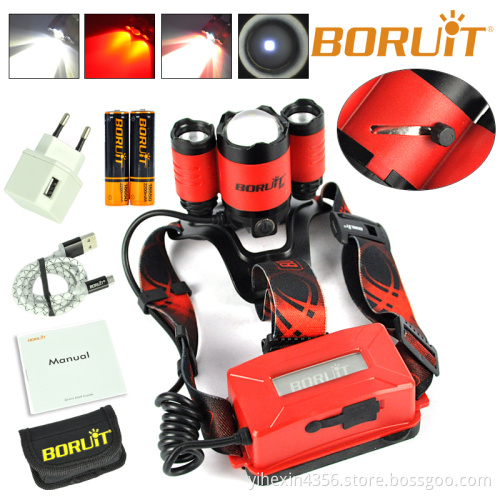High Powerful Red Light CREE LED Headlamp / Zoom Headlight for Hunting